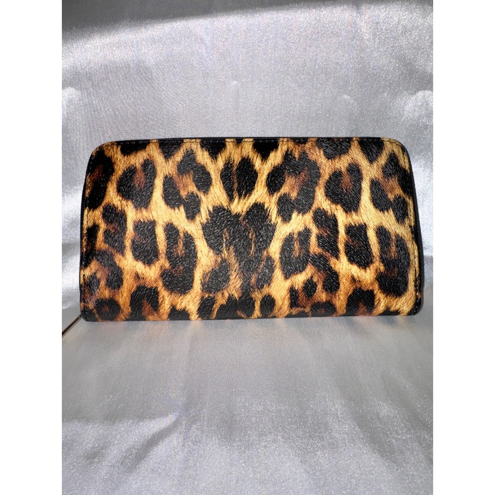 Leopard Print Zip Around Wallet Animal Print Long Clutch Card Holder Organizer